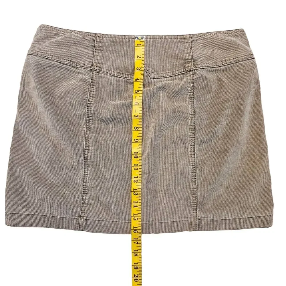 Gap Women's Corduroy Mini Skirt Tan/Brown A Line Snap Front with Pockets Size 12